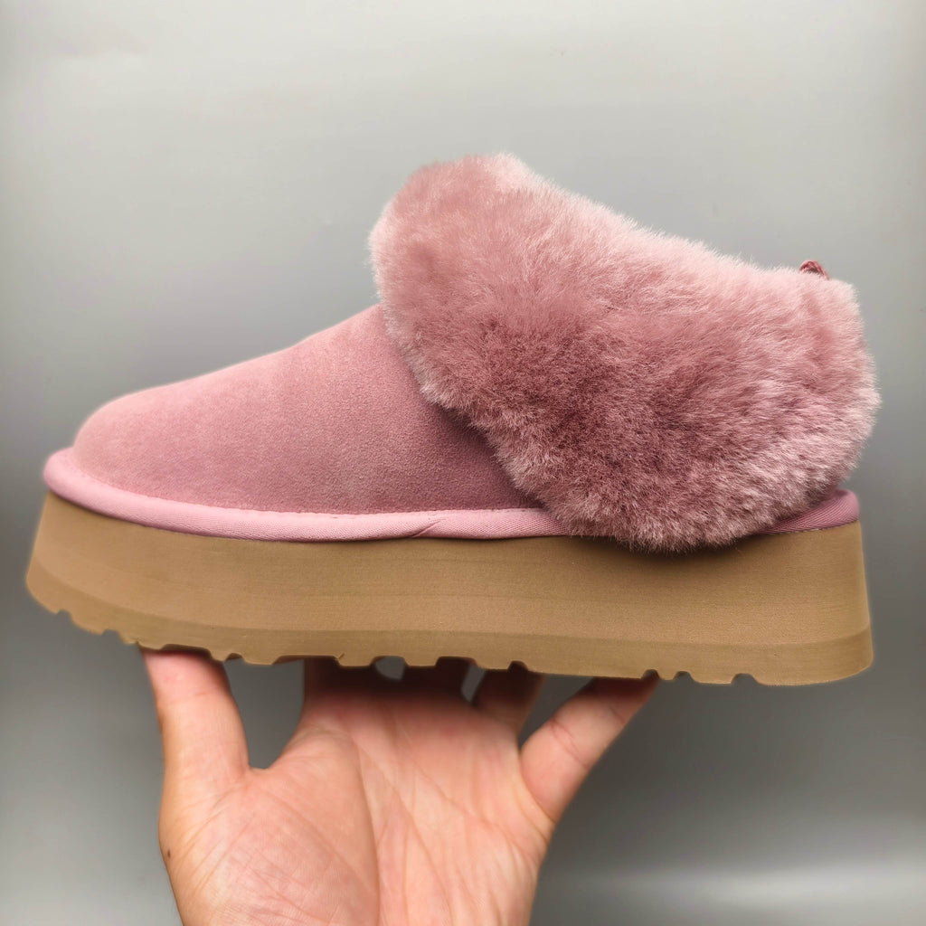Pink Suede-Look Platform Slip-On Shoes – Model 1393