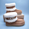 Chestnut Curly-Texture Mid-Height Boots with Oversized Logo | Model 5410