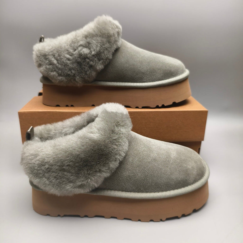 Green Suede-Look Platform Slip-On Shoes – Model 1393