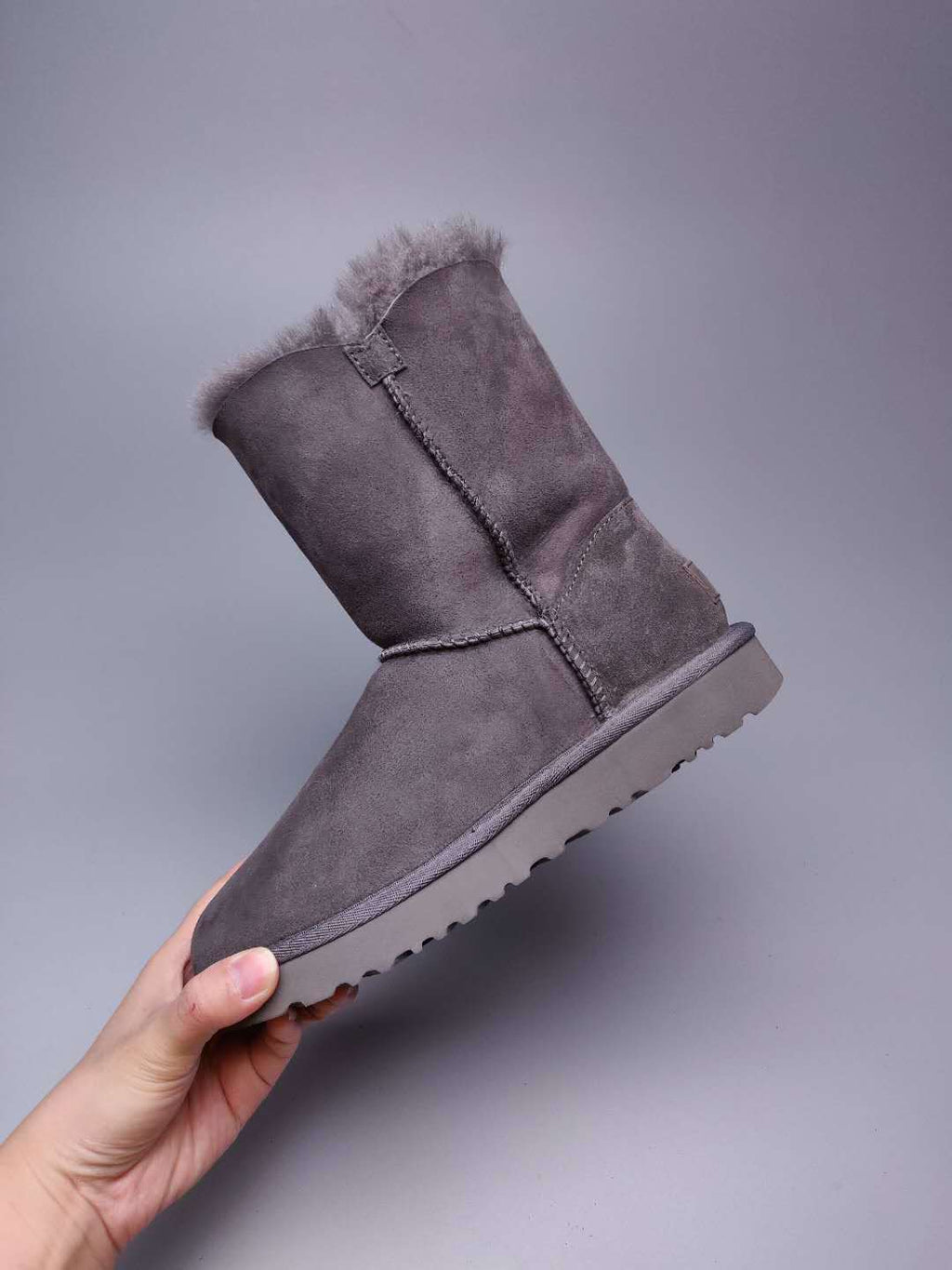 Grey Side-Zip Mid-Calf Boots – Model 2480