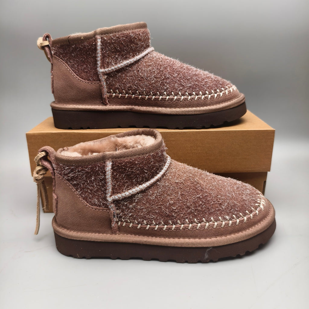 Brown Suede-Look Shoes with Back Strap Detail – Model 1538