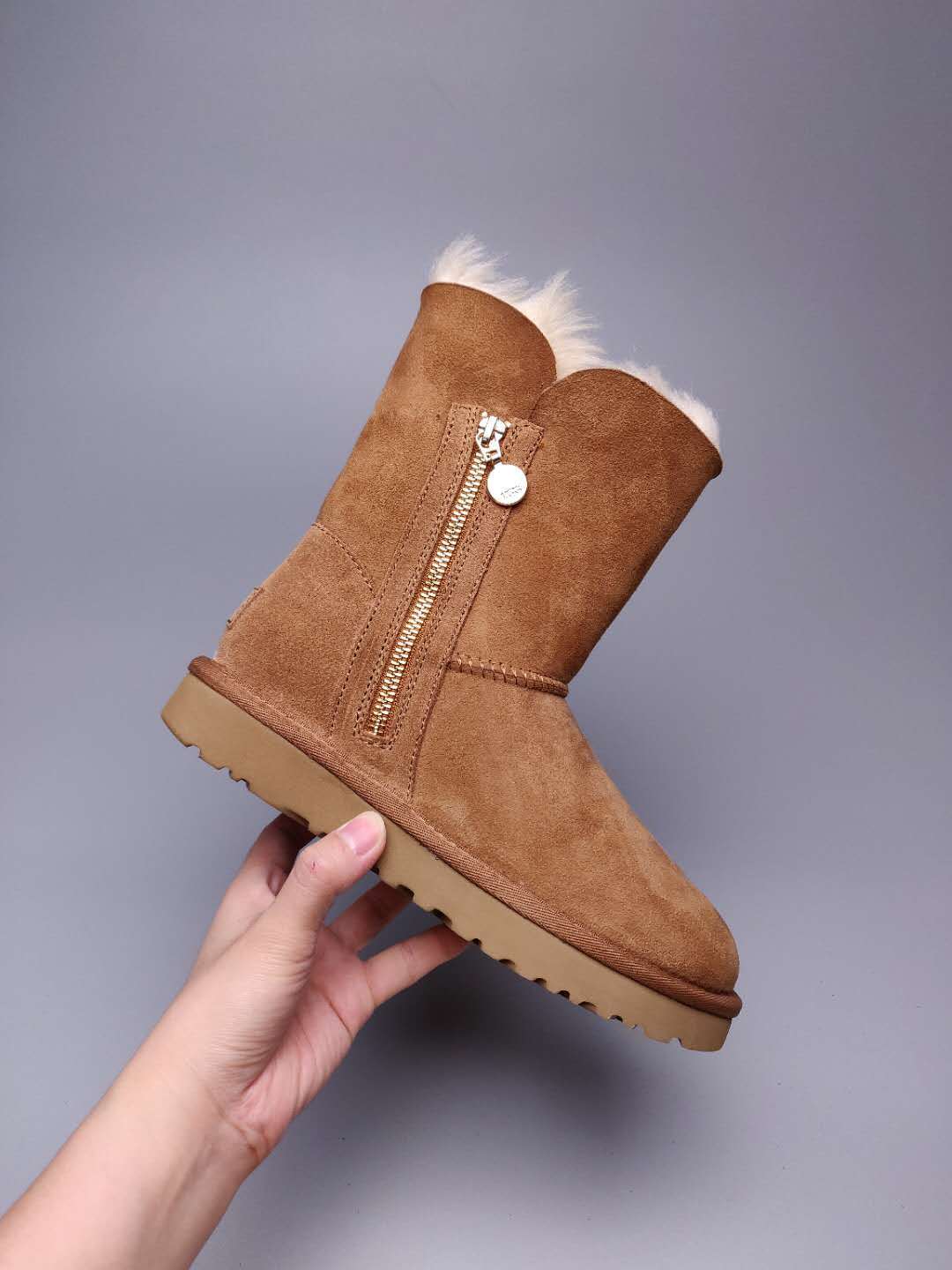 Chestnut Side-Zip Mid-Calf Boots – Model 2480