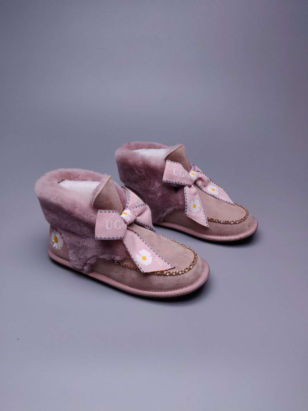 Dusty Pink Daisy Chain & Ribbon Shoes | Model 7888