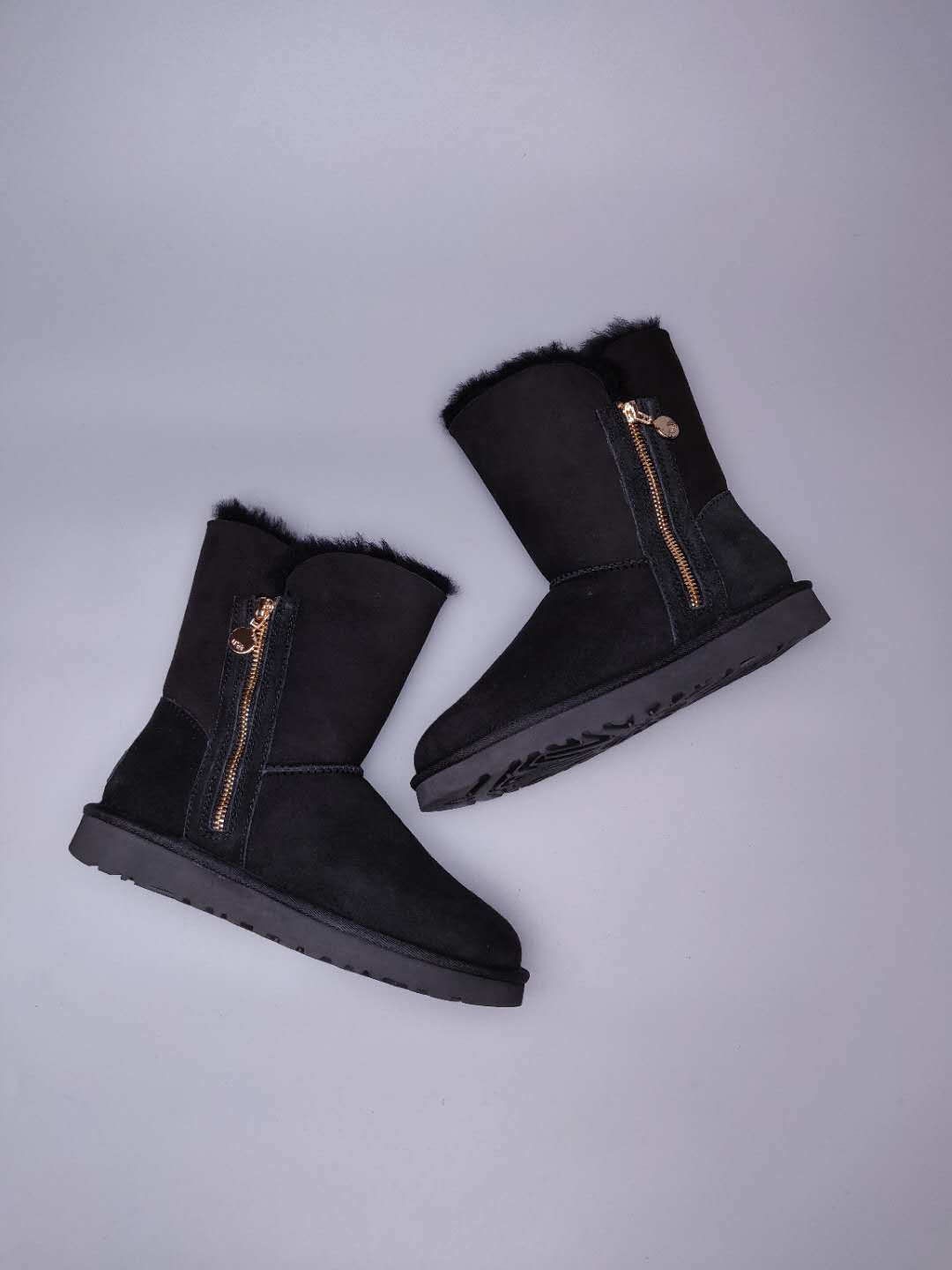 Black Side-Zip Mid-Calf Boots – Model 2480