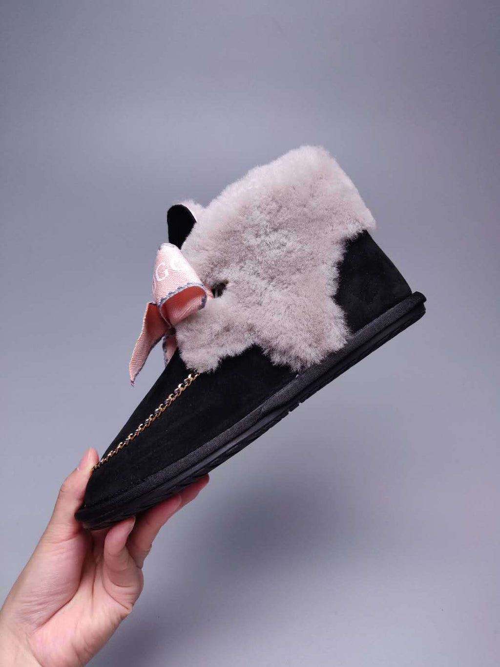 Black Daisy Chain & Ribbon Shoes | Model 7888