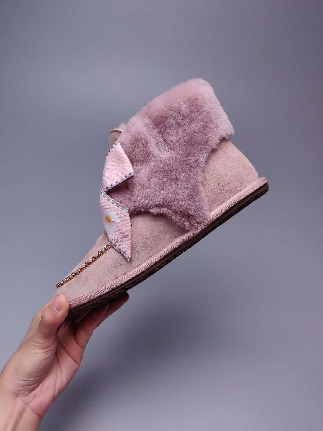 Dusty Pink Daisy Chain & Ribbon Shoes | Model 7888