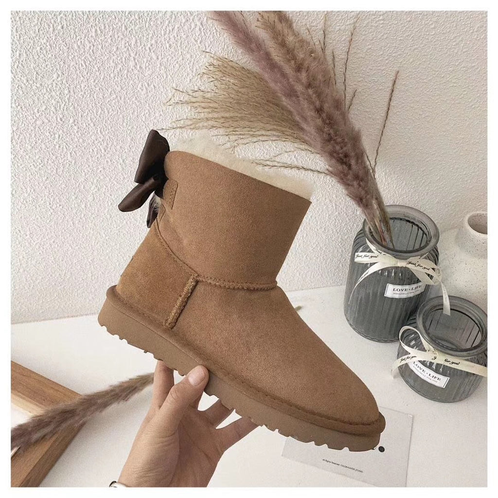 Chestnut Brown Bow-Detail Ankle Boots | Model 3130