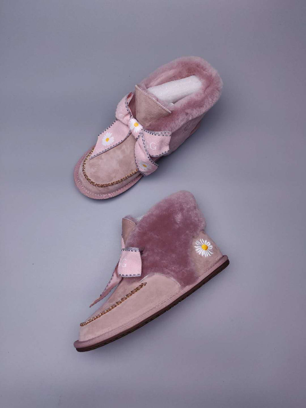 Dusty Pink Daisy Chain & Ribbon Shoes | Model 7888