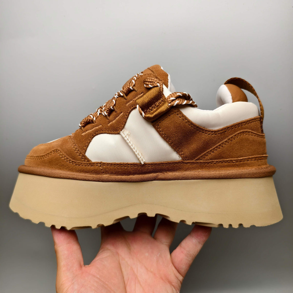 Chestnut Chunky Platform Lace-Up Dad Sneakers – Model 1541