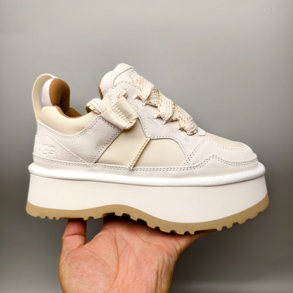 White Chunky Platform Lace-Up Dad Sneakers – Model 1541