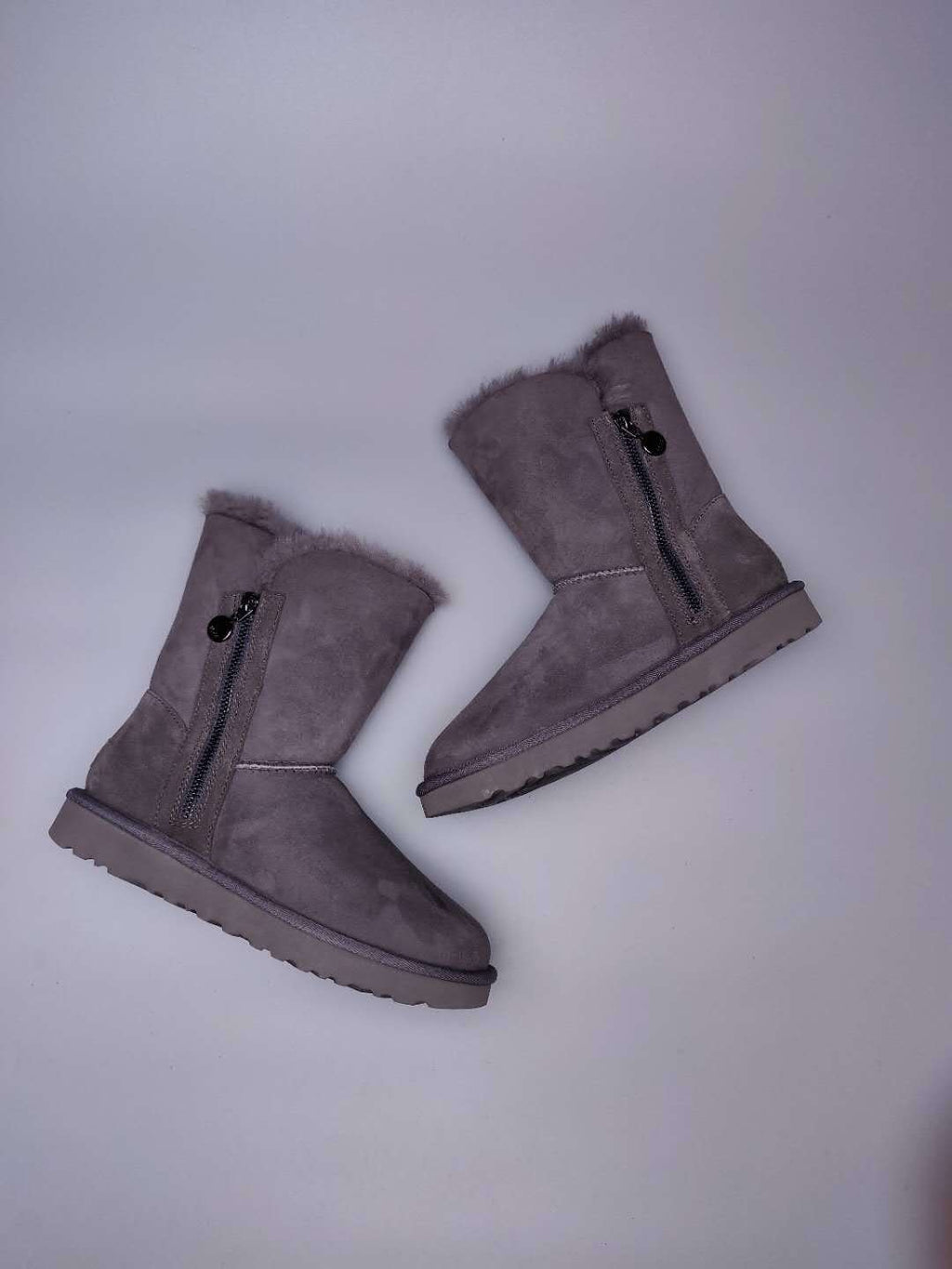 Grey Side-Zip Mid-Calf Boots – Model 2480