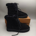 Black Mid-Calf Lace-Up Casual Boots | Model 4576