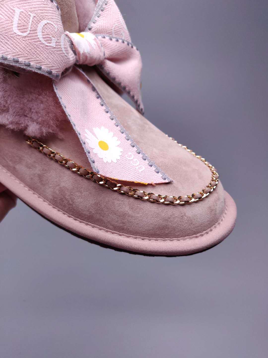 Dusty Pink Daisy Chain & Ribbon Shoes | Model 7888