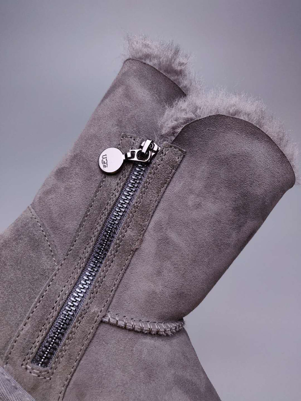 Grey Side-Zip Mid-Calf Boots – Model 2480