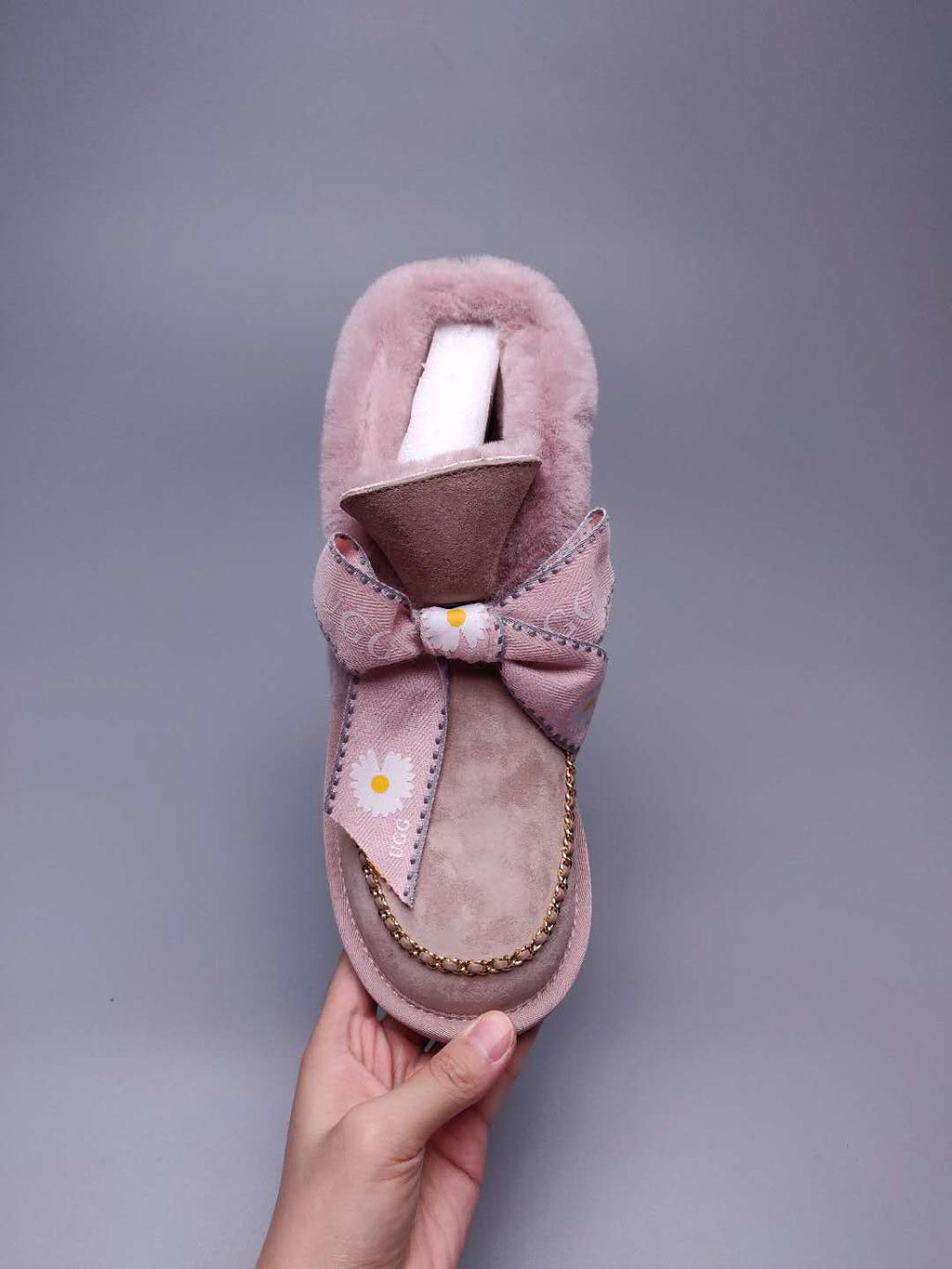 Dusty Pink Daisy Chain & Ribbon Shoes | Model 7888