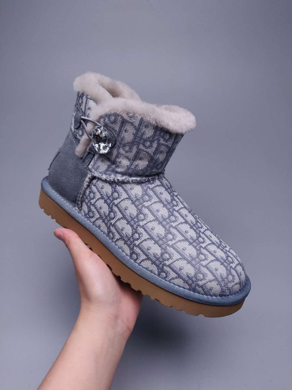Gray Fabric-Pattern Shoes | Model 6554