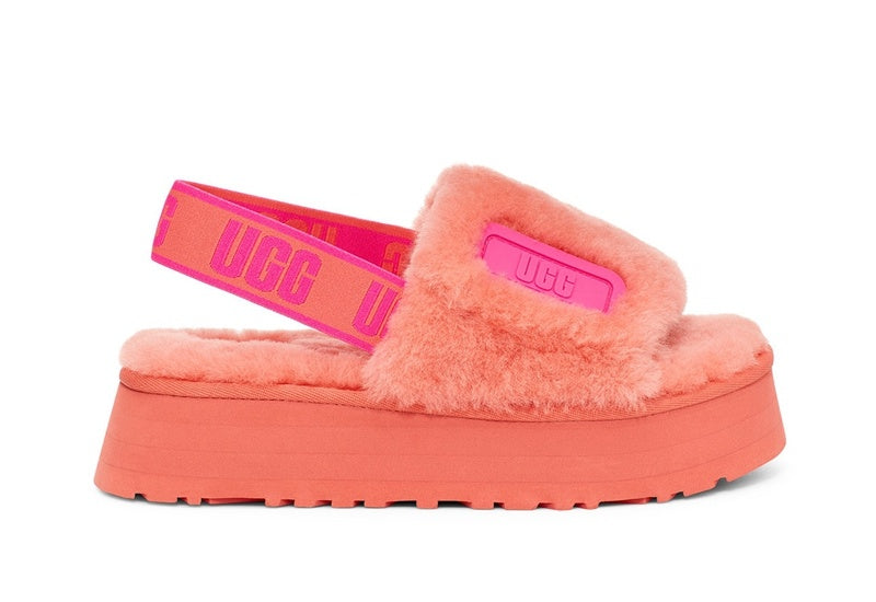 Disco Coral Red Fluffy Sandals – Model 2258