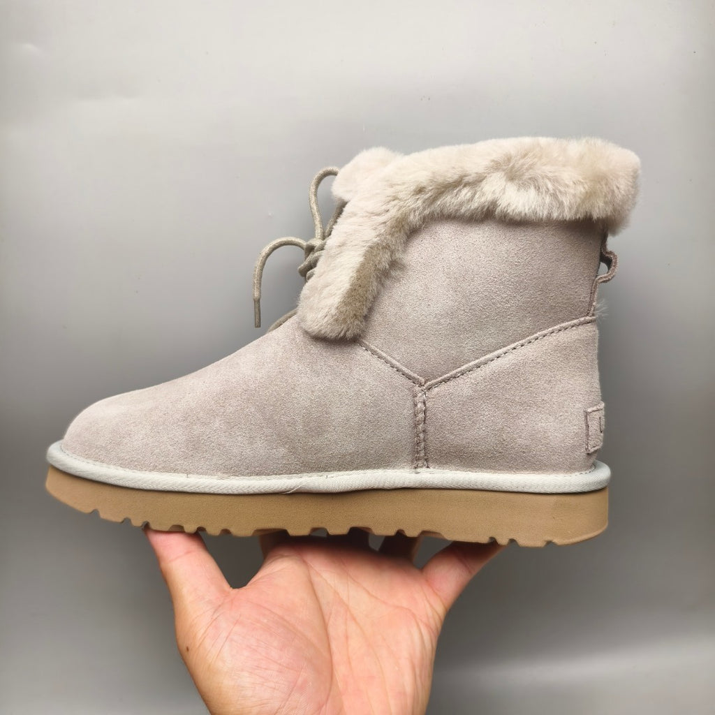 Gray Mid-Calf Lace-Up Casual Boots | Model 4576