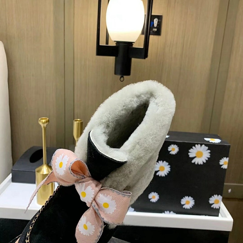 Black Daisy Chain & Ribbon Shoes | Model 7888