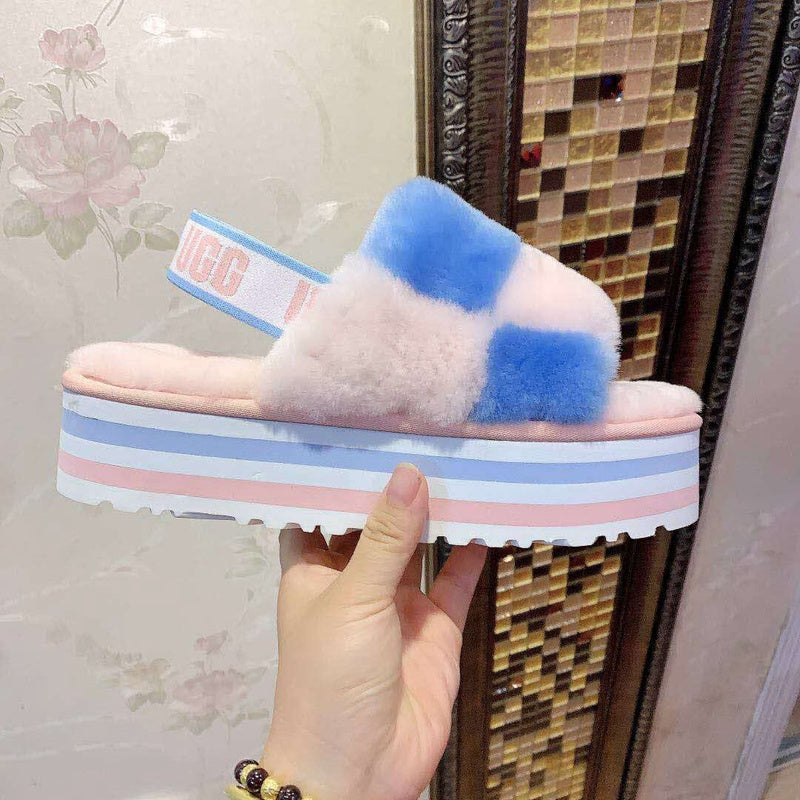 Pink Colorblock Platform Sandals | Model 3490