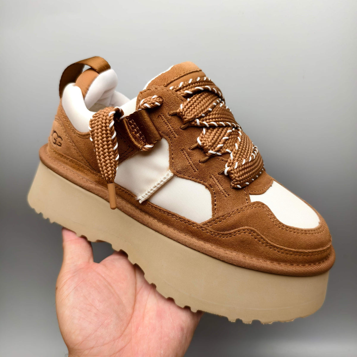 Chestnut Chunky Platform Lace-Up Dad Sneakers – Model 1541