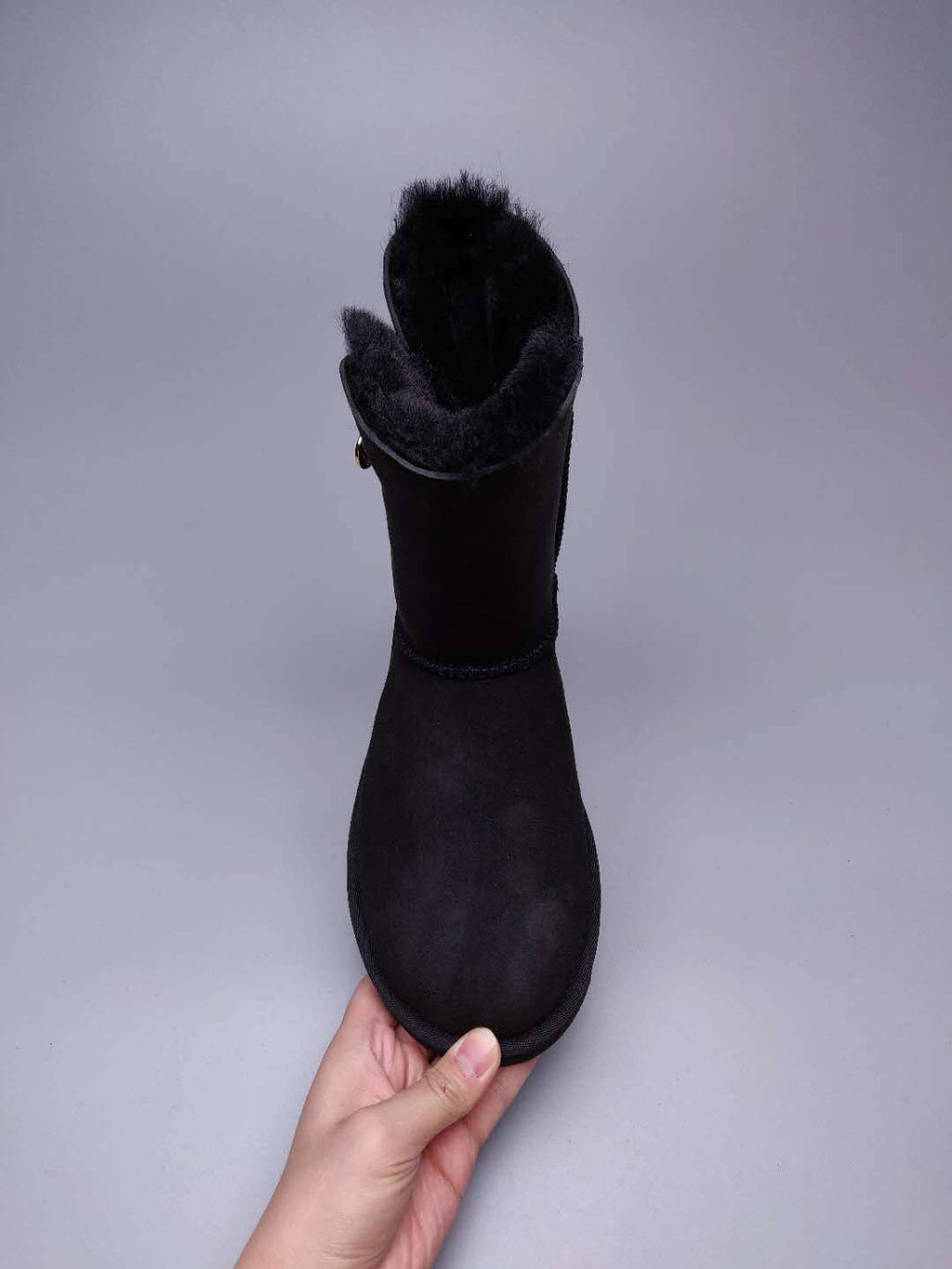 Black Side-Zip Mid-Calf Boots – Model 2480