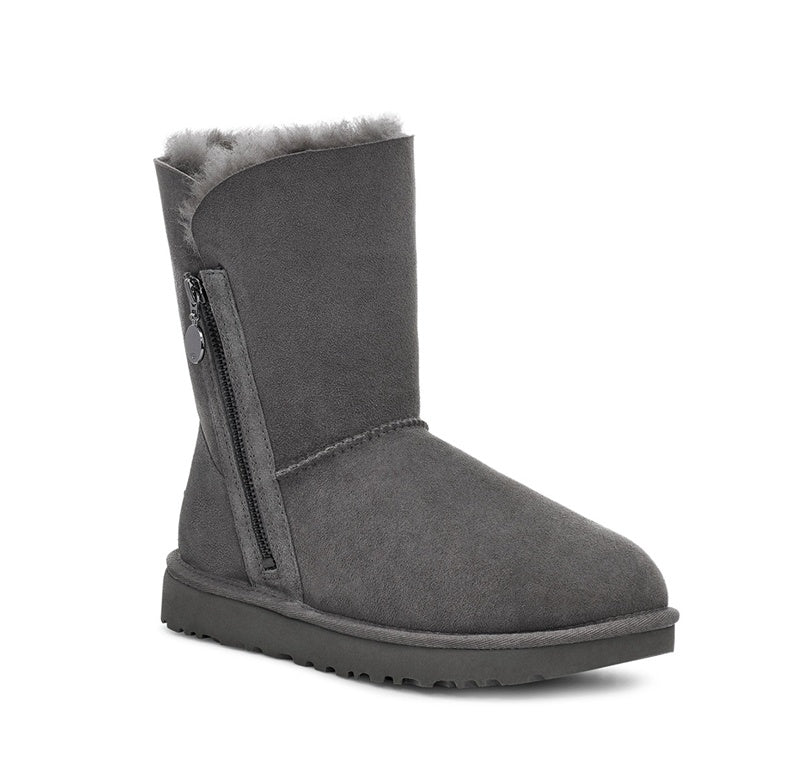 Grey Side-Zip Mid-Calf Boots – Model 2480