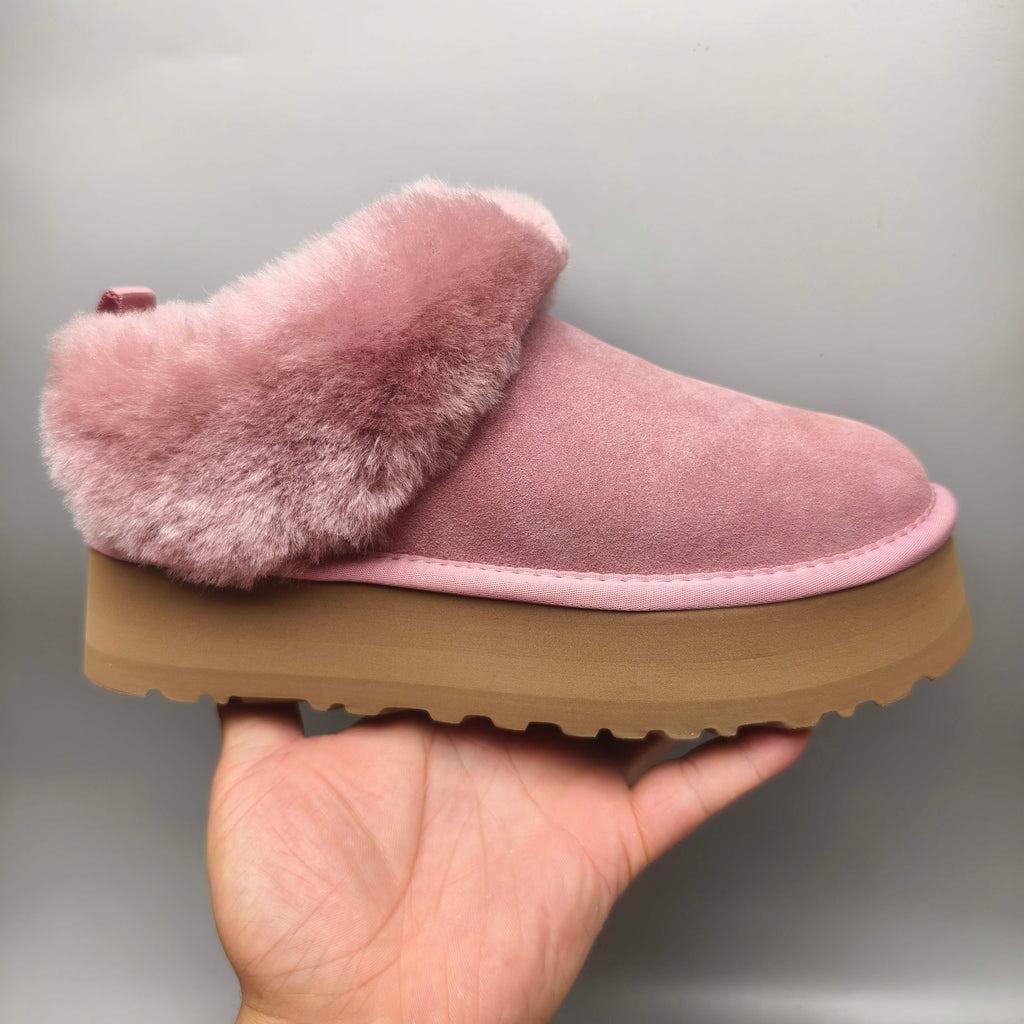Pink Suede-Look Platform Slip-On Shoes – Model 1393