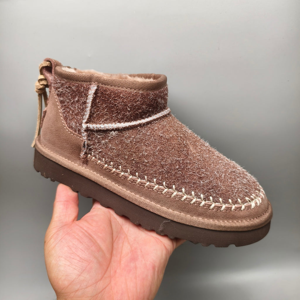 Brown Suede-Look Shoes with Back Strap Detail – Model 1538