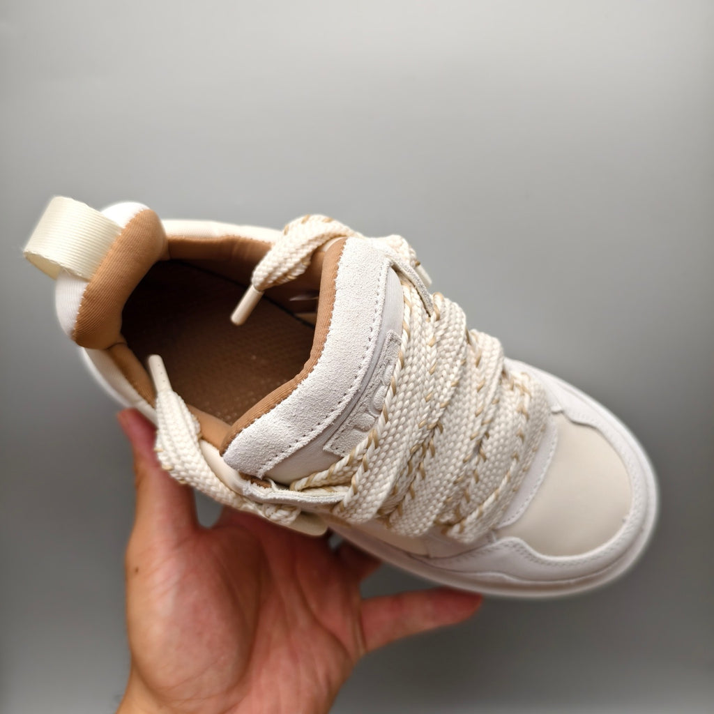 White Chunky Platform Lace-Up Dad Sneakers – Model 1541