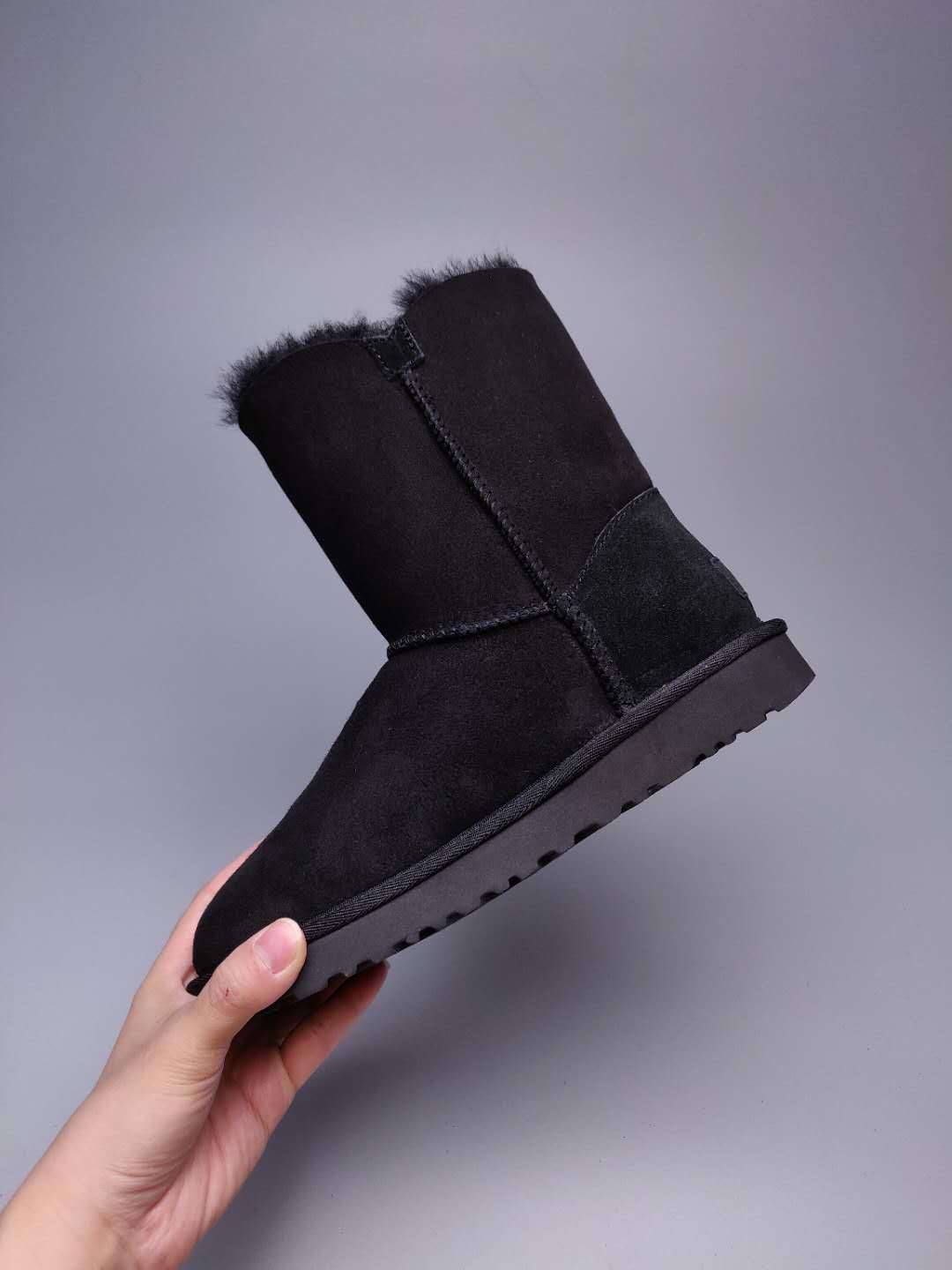 Black Side-Zip Mid-Calf Boots – Model 2480