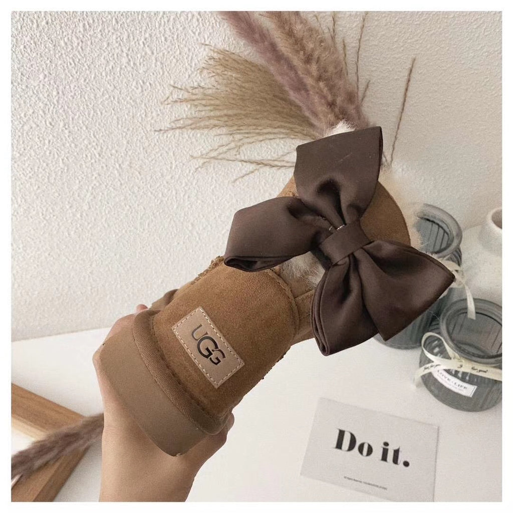 Chestnut Brown Bow-Detail Ankle Boots | Model 3130