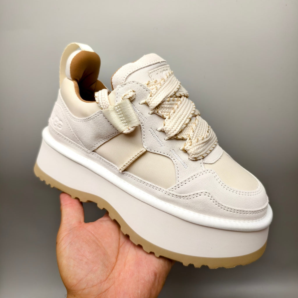 White Chunky Platform Lace-Up Dad Sneakers – Model 1541