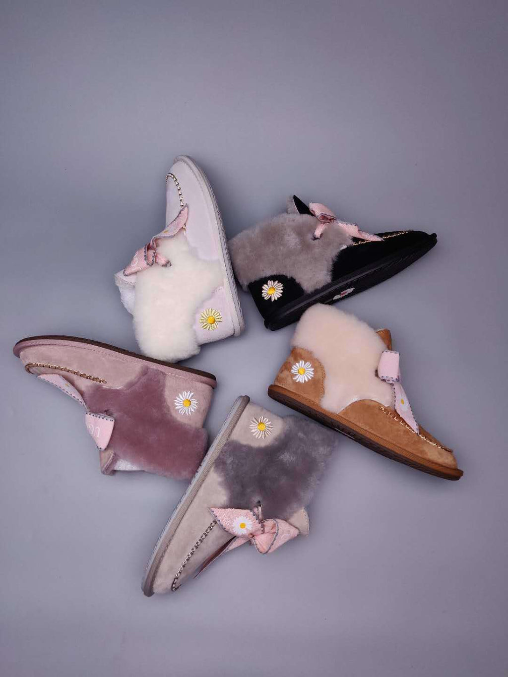 Dusty Pink Daisy Chain & Ribbon Shoes | Model 7888