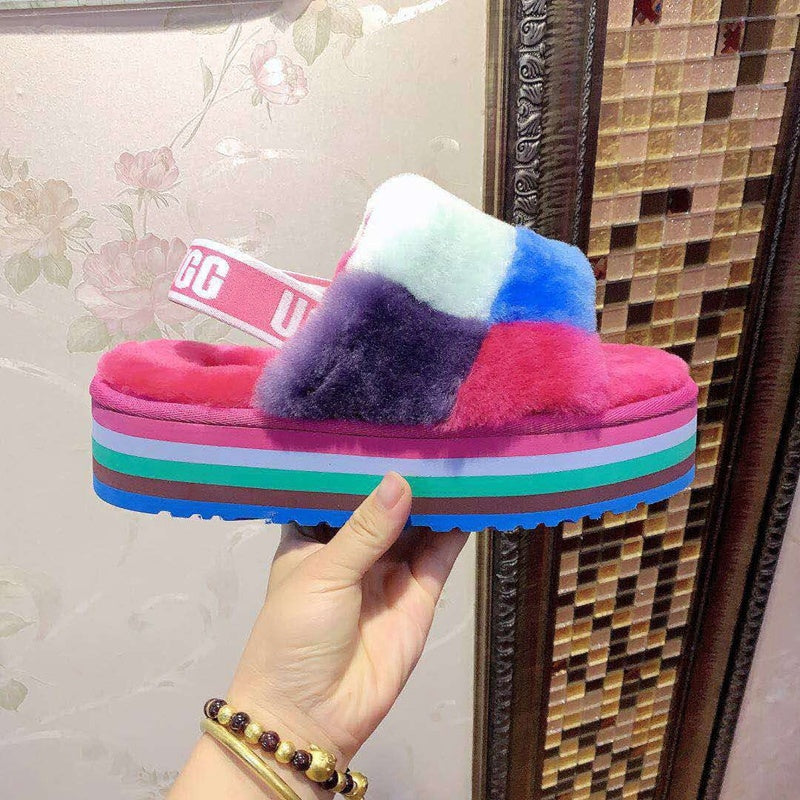 Fuchsia Colorblock Platform Sandals | Model 3490