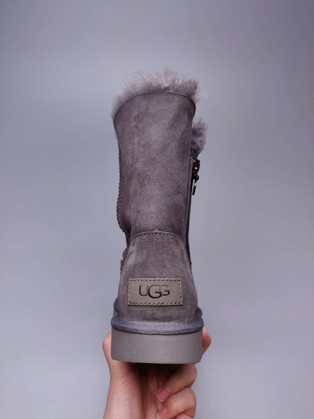 Grey Side-Zip Mid-Calf Boots – Model 2480