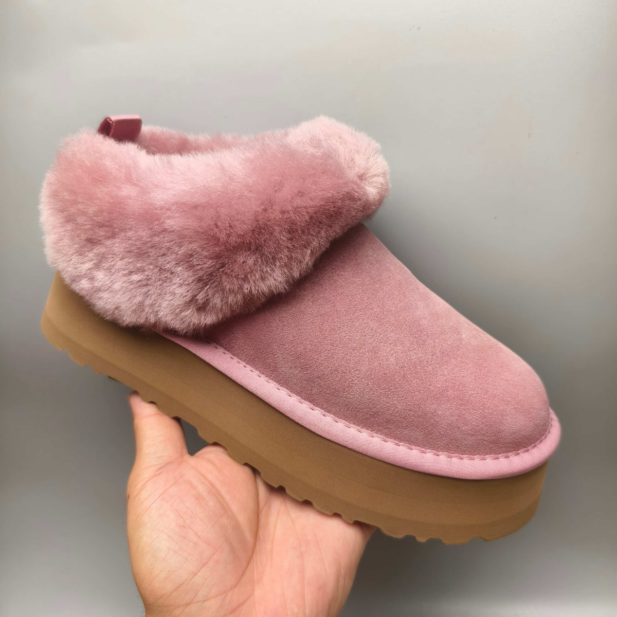 Pink Suede-Look Platform Slip-On Shoes – Model 1393