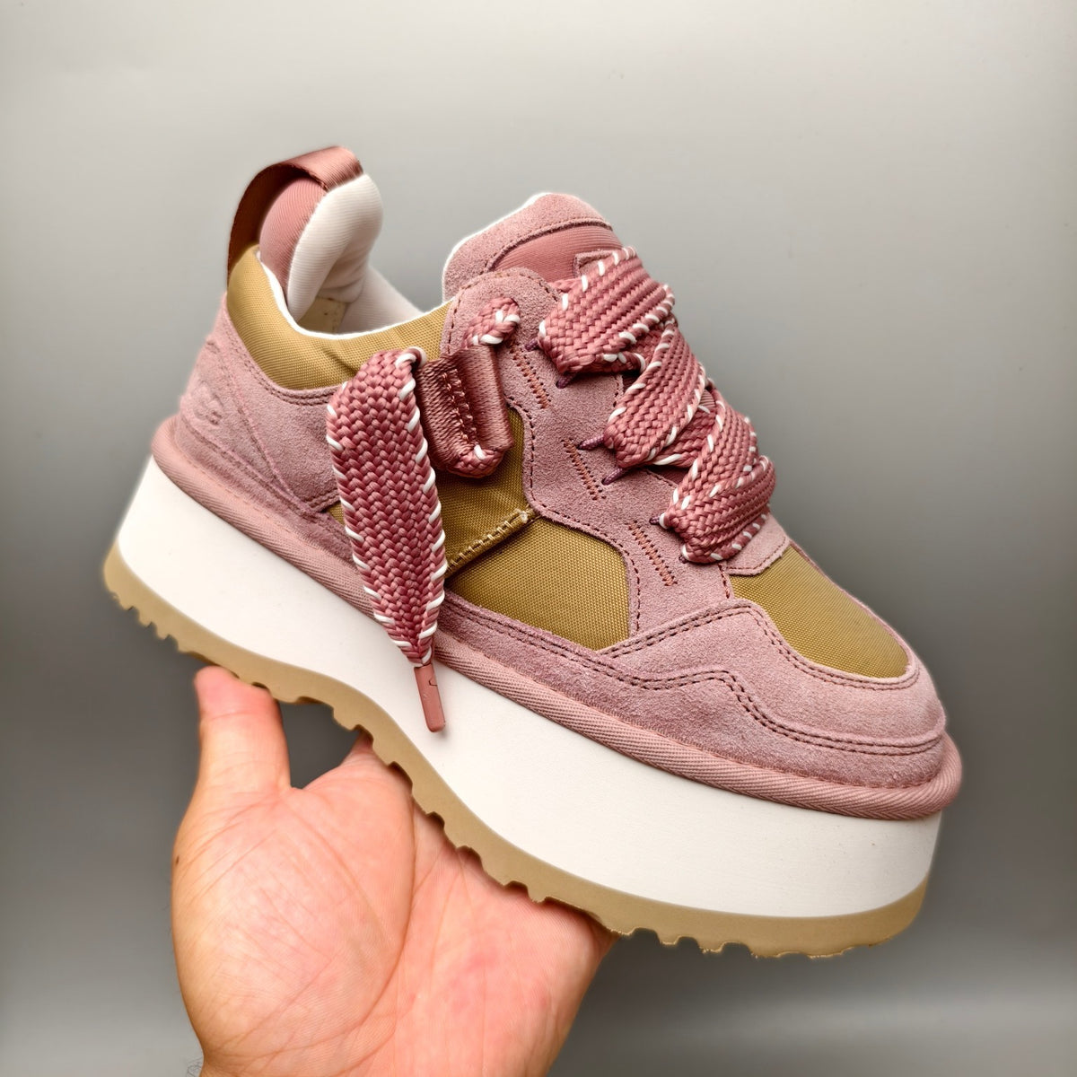 Pink Chunky Platform Lace-Up Dad Sneakers – Model 1541
