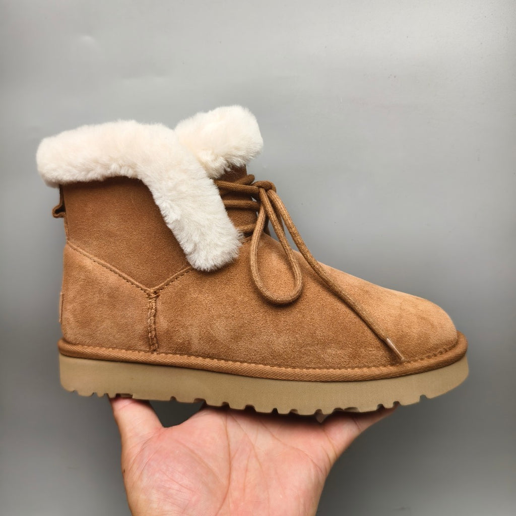Chestnut Mid-Calf Lace-Up Casual Boots | Model 4576