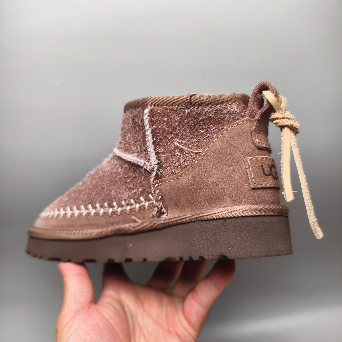 Brown Suede-Look Shoes with Back Strap Detail – Model 1538