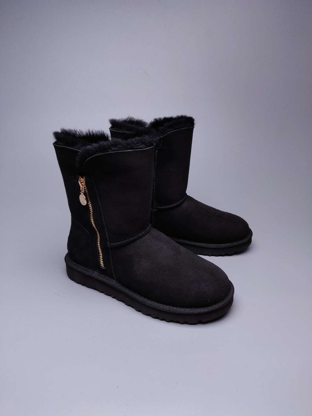 Black Side-Zip Mid-Calf Boots – Model 2480