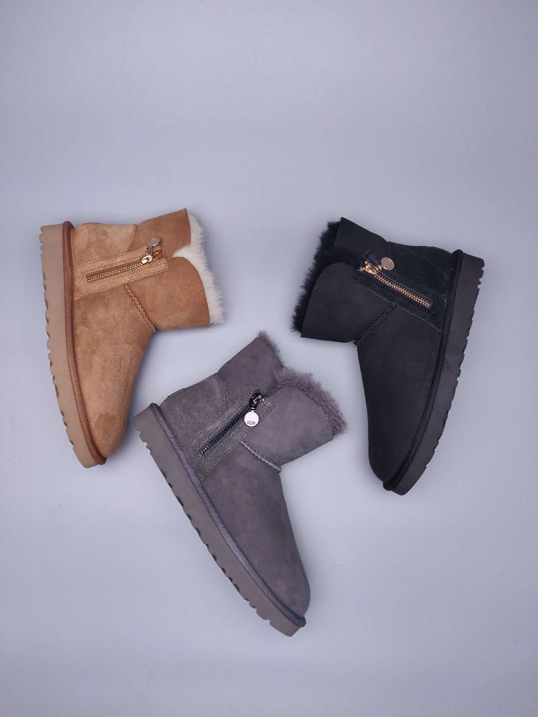 Gray Side-Zip Ankle Boots | Model 2481